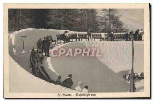 Old Postcard of Sports & # 39hiver Ski Bobsleigh Run St. Moritz