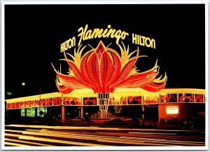 VINTAGE POSTCARD CONTINENTAL SIZE THE HILTON FLAMINGO HOTEL LAS VEGAS STRIP 1970