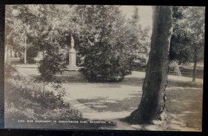 Vintage Postcard 1930's Civil War Monument, Morningside Park, Bridgeton,NJ