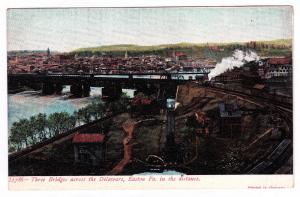 1901-07 Three Bridges Across the Delaware River Easton PA RR Train UDB Postcard