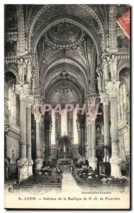 Lyon Old Postcard Interior of the basilica of Our Lady of Fourviere