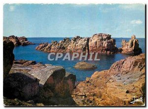 Postcard Modern Colors of Brittany Brehat C N Island flowers and Rosses Rocks...