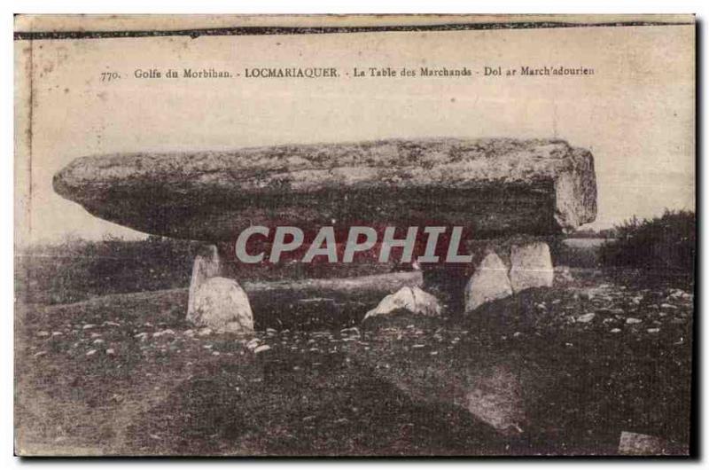 Old Postcard Gulf of Morbihan Locmariaquer La Table des Marchands Dol ar Marc...