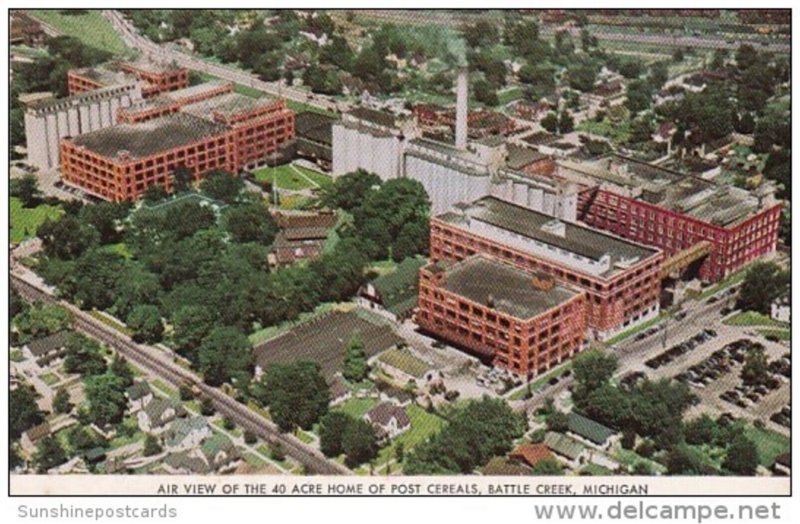 Michigan Battle Creek Aerial View Of 40 Acre Home Of Post Cereals