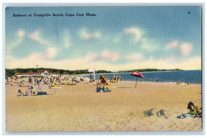 1941 Bathers at Craigville Beach Cape Cod Massachusetts MA Posted Postcard 