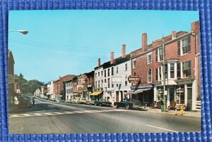 Vintage 1960's Historic Water St Downtown Hollowell Maine Postcard