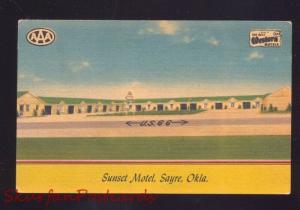 SAYRE OKLAHOMA ROUTE 66 SUNSET MOTEL VINTAGE LINEN ADVERTISING POSTCARD OKLA.