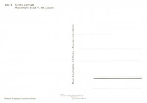 Kirche Zermatt Matterhorn Mount Cervin Castle Zermatt Switzerland Postcard