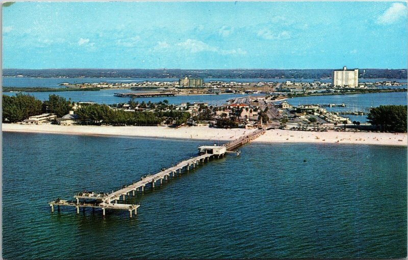 Clearwater Beach Scenic Birds Eye View Florida Ocean Pier Chrome Postcard 