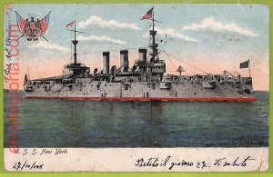 af7531 - USA - VINTAGE POSTCARD Postcards - 1908 SHIP NEW YORK-