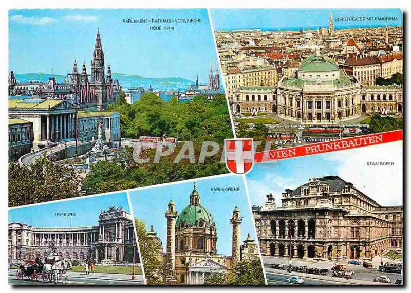 Postcard Modern Vienna and Sompt Games Monuments