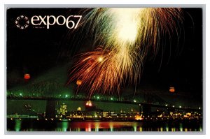 Expo 67 Montreal Canada Postcard Night View Fireworks 