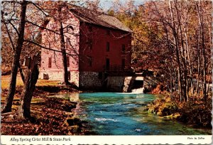 VINTAGE CONTINENTAL SIZE POSTCARD ALLEY SPRING BRIST MILL & STATE PARK MISSOURI