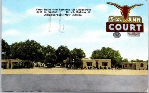 VINTAGE POSTCARD THE TEXAS ANN COURT MOTEL LOCATED ALBUQUERQUE NEW MEXICO 1952 B
