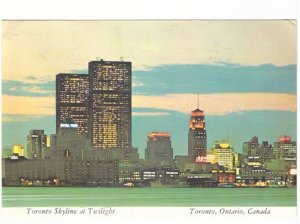 Skyline At Twilight, Toronto, Ontario, 1971 Chrome Postcard, Slogan Cancel