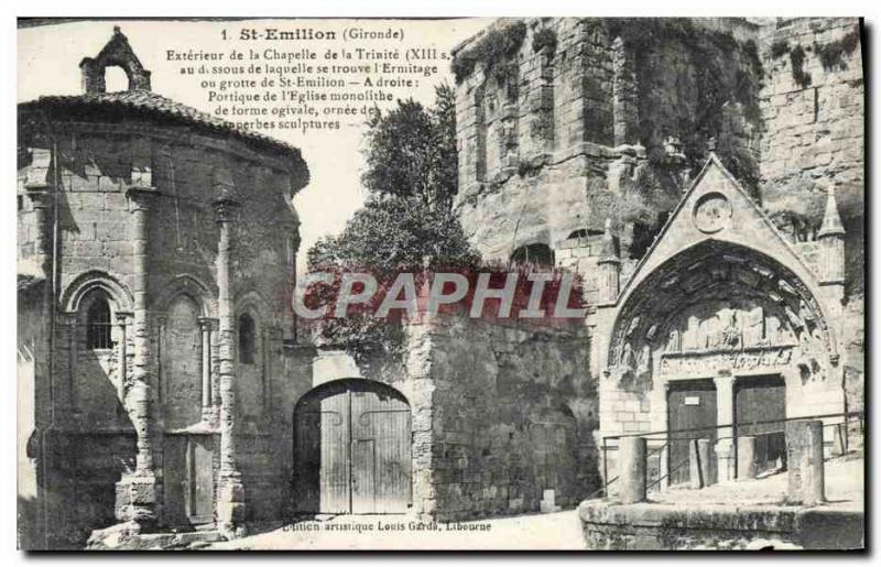 Postcard Old Saint Emilion Exterior of the Chapel of the Trinity