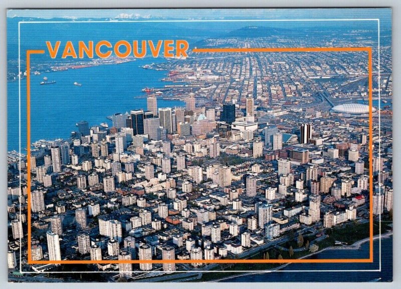 Looking East From Downtown Vancouver, British Columbia, Aerial View Postcard