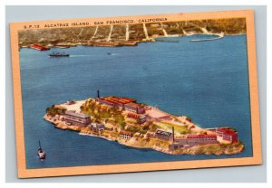 Vintage 1940's Postcard Alcatraz Island Prison San Francisco Bay California