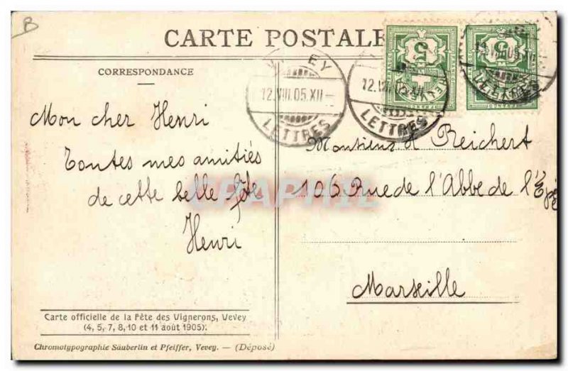 Old Postcard Folklore Swiss Vevey 1905