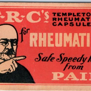 c1920s Templeton's Rheumatic Pain Capsules TRC Card Rheumatoid Arthritis C43