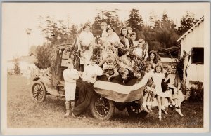 Salt Spring Island BC May 24th 1933 Boys & Girls in Parade Truck RP Postcard H82