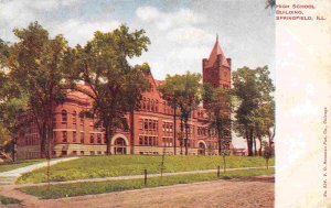 High School Springfield Illinois 1907 postcard