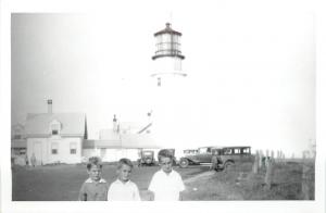 Vintage RPPC Postcard 3 Cranky Boys pose by Light House, Truro MA Barnstable Co.