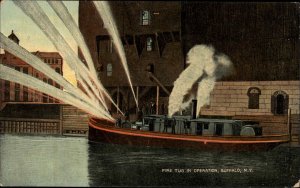 Buffalo New York NY Fire Engine Boat 1900s-10s Postcard