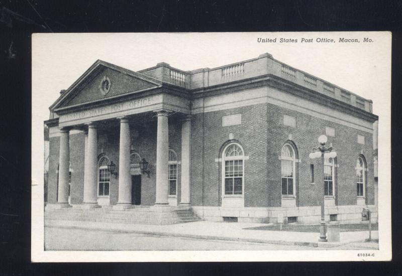 MACON MISSOURI UNITED STATES POST OFFICE ANTIQUE VINTAGE POSTCARD MO.