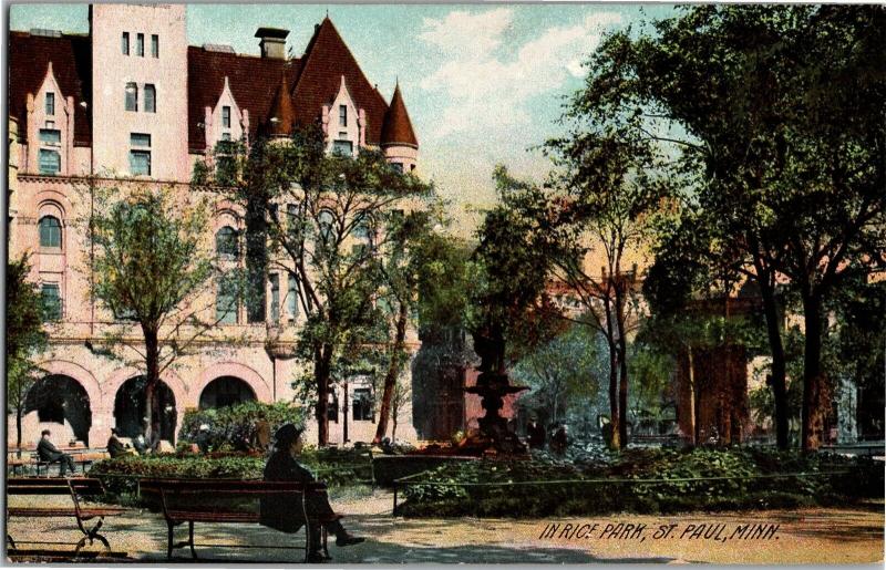 Scene in Rice Park, St. Paul Minnesota Vintage Postcard M16