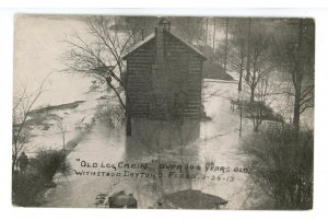 OH - Dayton. Flood, March 26, 1913. 100-yr Old Log Cabin Survived