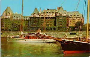 Empress Hotel Victoria BC Vines Boats Harbour Unused Vintage Postcard H35