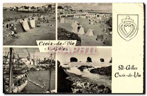 Modern Postcard Saint Gilles Croix de Vie The Beach Harbor and the rocks of Zion