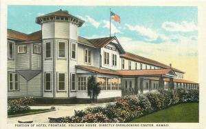 Flag Hotel Frontage Volcano House Hawaii Postcard Moses Stationery 994