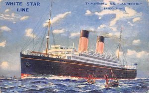 SS Laurentic White Star Line Writing on back 
