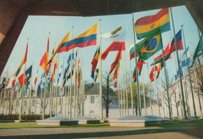 Palais L'Unesco Paris Flags French 1960s Postcard