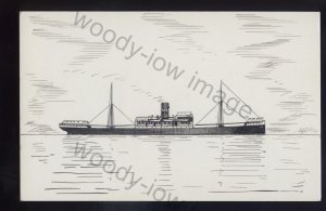 pen042 - Original Pen & Ink Postcard - Bucknall Line Ship - Buluwayo , blt 1895