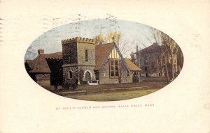 St Paul's Church & School Walla Walla Washington 1909 postcard