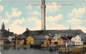 Pilgrim Monument Town Hall Provincetown Massachusetts 1910c postcard