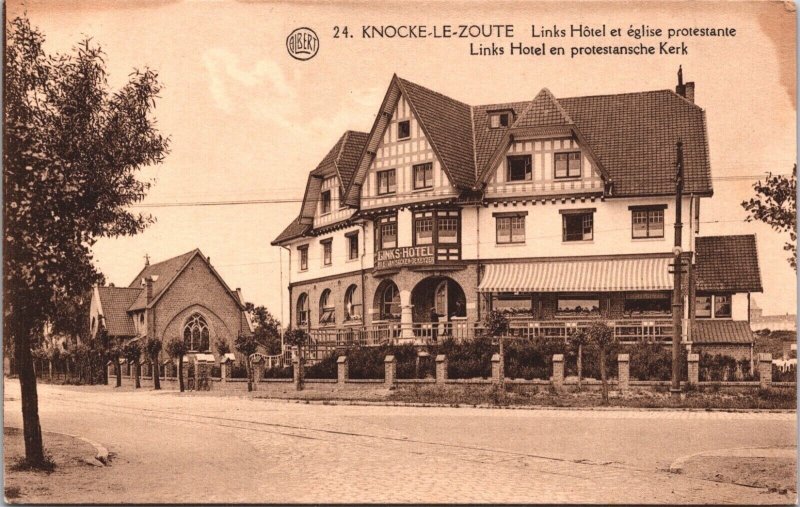 Belgium Knokke Le Zoute Links Hotel Vintage Postcard 04.35