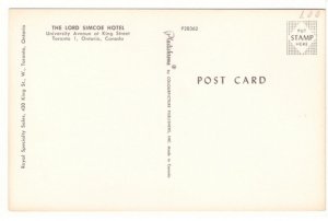 Lord Simcoe Hotel, University & King, Toronto Ontario, Vintage Chrome Postcard#1