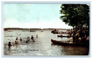 1907 Watersport Couchiching Beach Park Orillia Canada Antique Posted Postcard