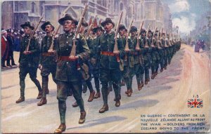 Soldiers from New Zealand Going To Front New Zeeland WW1 Unused Postcard F43