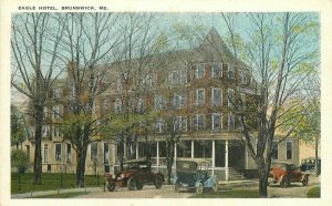 Brunswick Maine Eagle Hotel roadside automobiles Postcard 21-10610