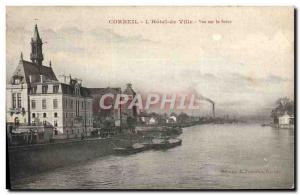 Old Postcard Corbeil L & # 39Hotel Town Views On The Seine Boat