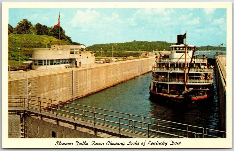 Steamer Delta Wing Clearing Locks Of Kentucky Dam Postcard