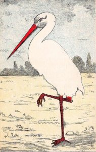 Stork Bird Artwork Greetings Vintage Postcard AA67224