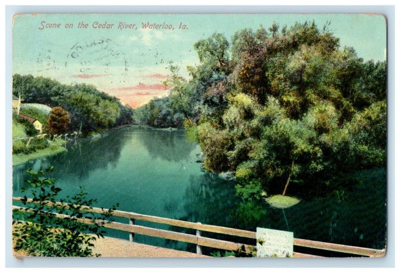 1910 Scene In The Cedar River Waterloo Iowa IA Posted Antique Postcard 