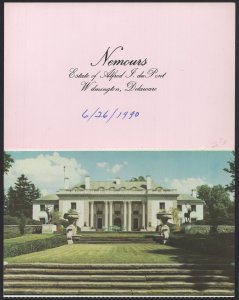 DE WILMINGTON Folding Postcard Nemours, Estate of Alfred J. du Pont 1990 Chrome