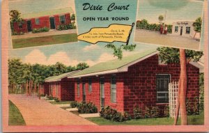 Dixie Court Pensacola FL Postcard PC480